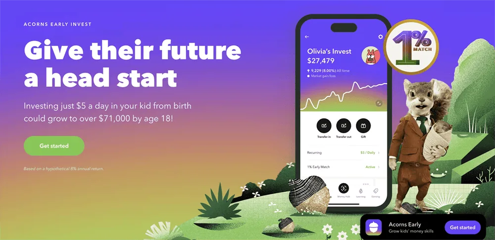 The Cradle-to-Campus Portfolio: A Guide to Kid-Focused Investment Accounts 6 acorns early invest homepage.