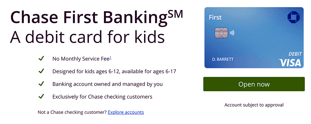 The Teen Banking Guide: 9 Best Checking Accounts 16 Chase First Banking debit card homepage.