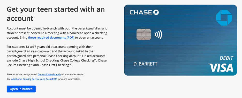 The Teen Banking Guide: 9 Best Checking Accounts 26 a screenshot of a chase high school checking debit card.