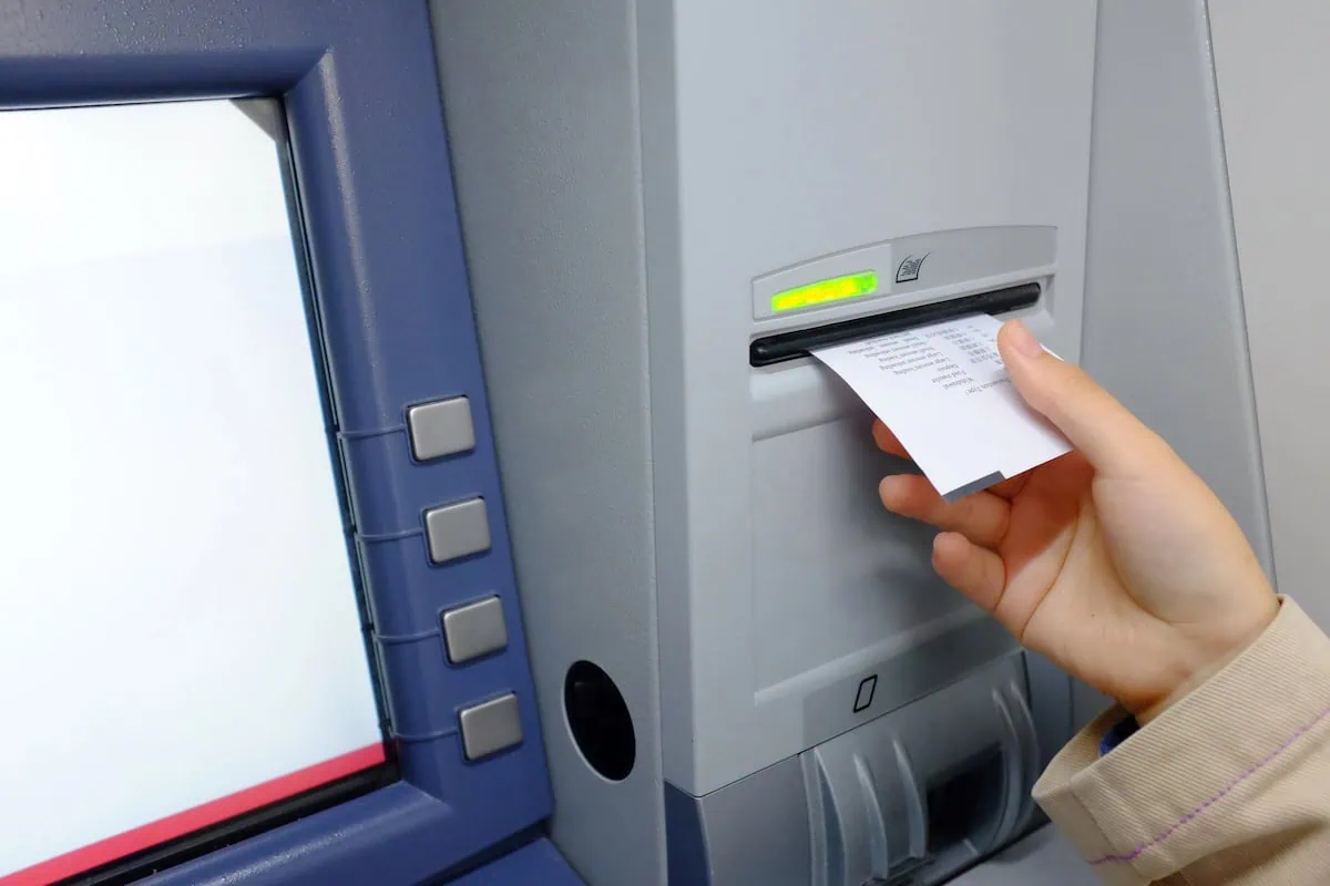 ATM withdrawal receipt 1200