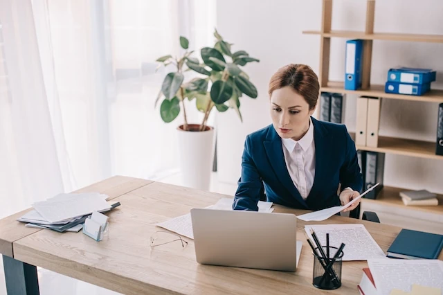 accountant bookkeeper laptop office desk