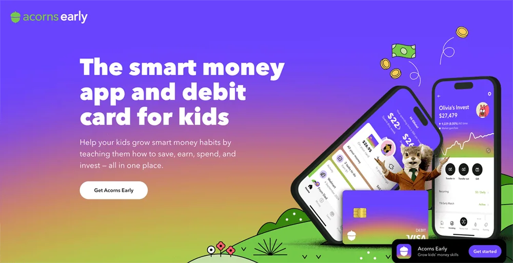 📲 Screens Can Mean Savings: Best Apps to Build Your Kid's Money Superpowers 11 acorns early homepage.