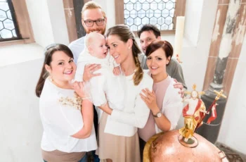 baptism picture with family and baby