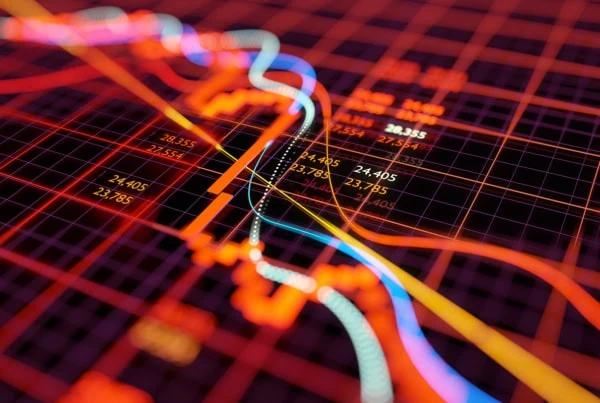 stock chart concept showing prices going down.