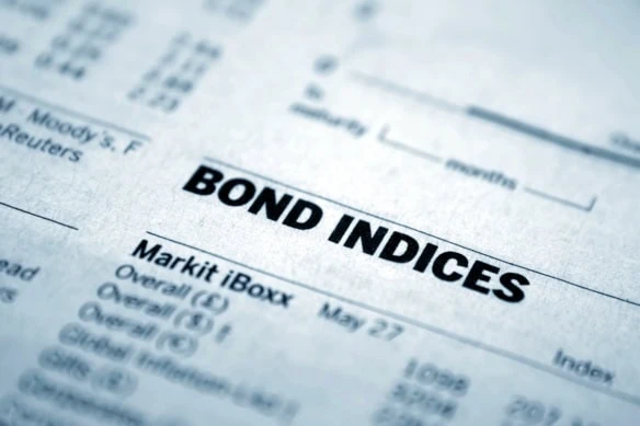 an old newspaper clipping of bond prices and other data.