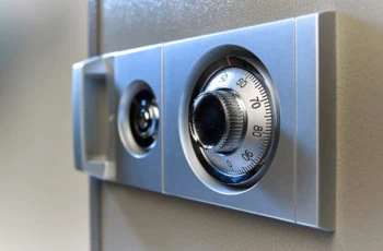 a lock on a safe.