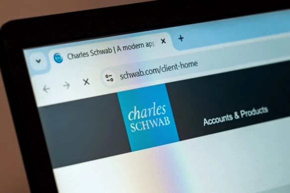 a photo of the charles schwab homepage.