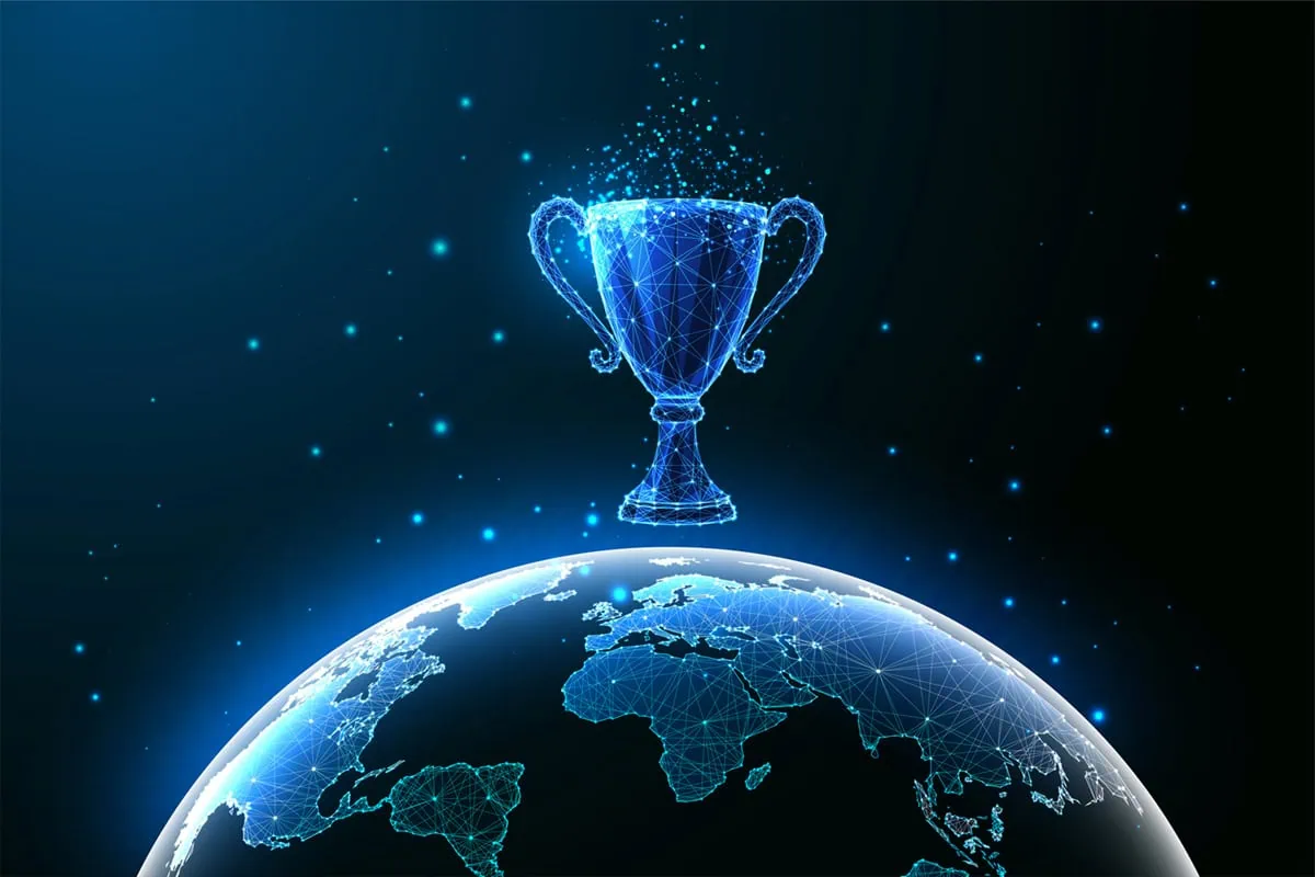 Reach for the Stars: 7 ETFs Riding the Space Economy Boom 2 Concept art of a trophy over the earth.