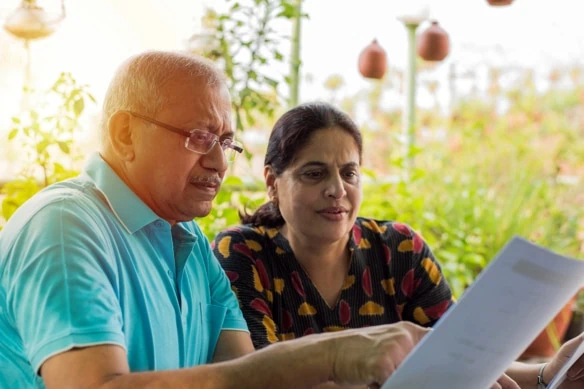 couple going over financial documents.