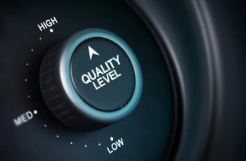 a quality dial that is set to high.