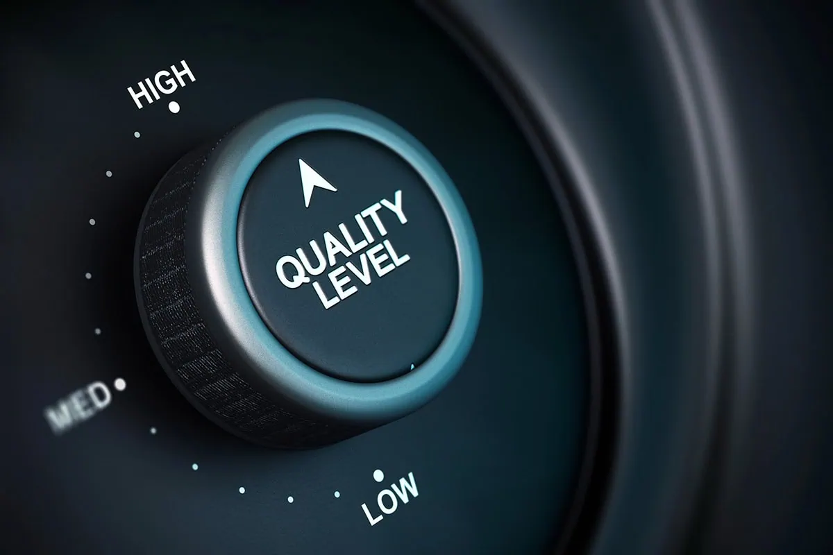 a quality dial that is set to high.