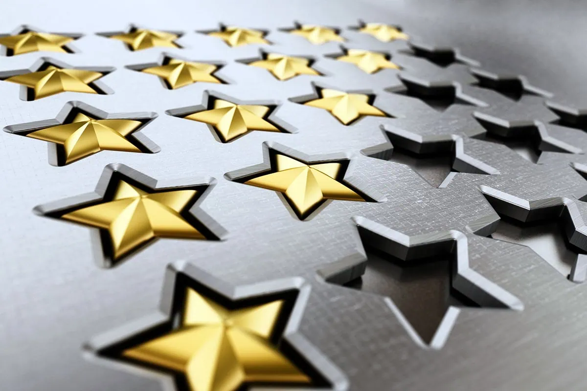 a rating table with 1 2 3 4 and 5 stars.