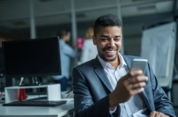 businessman investor smartphone investing app