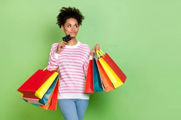 buying shopping bags remorse thinking credit card 1200