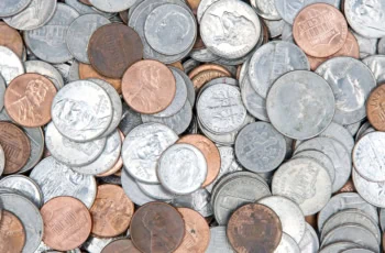 a pile of pennies nickels and dimes.