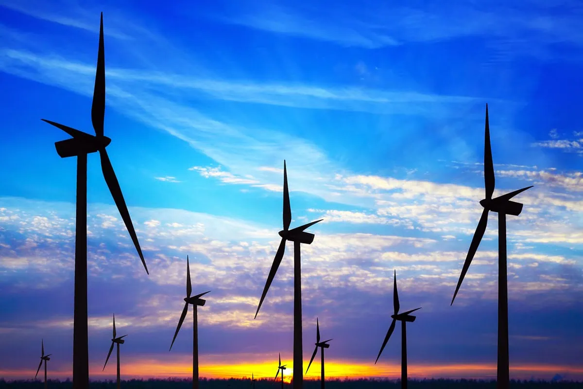 8 Buy-Rated Dividend Stocks Paying Up to 18.7% 6 A field of windmills is shown at sunset.
