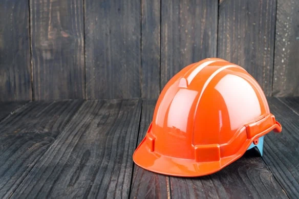 an orange safety helmet.