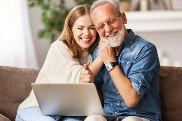 Happy father and daughter celebrating victory