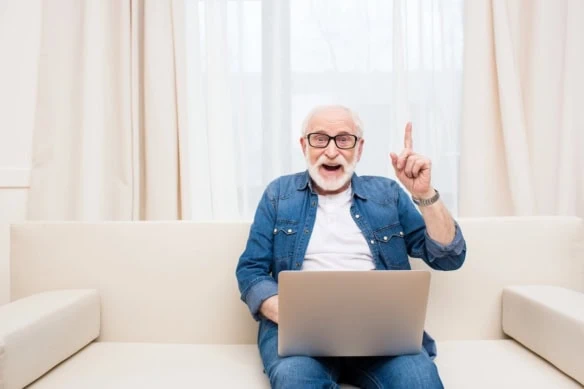 elderly man remembering idea