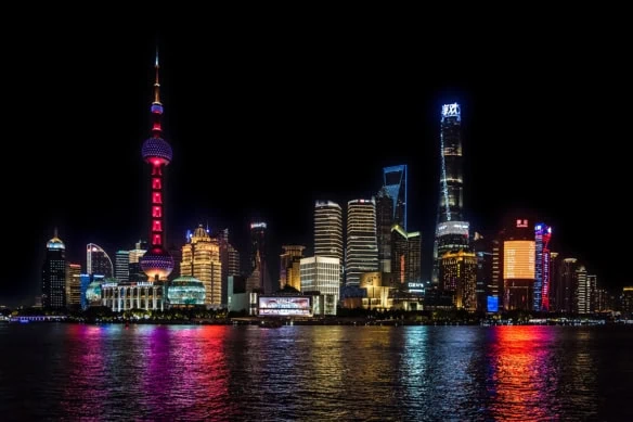 shanghai china at night.
