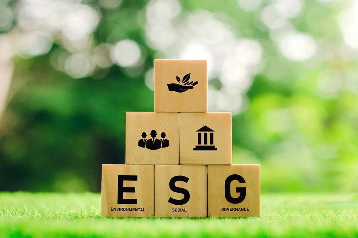 blocks spelling "ESG."