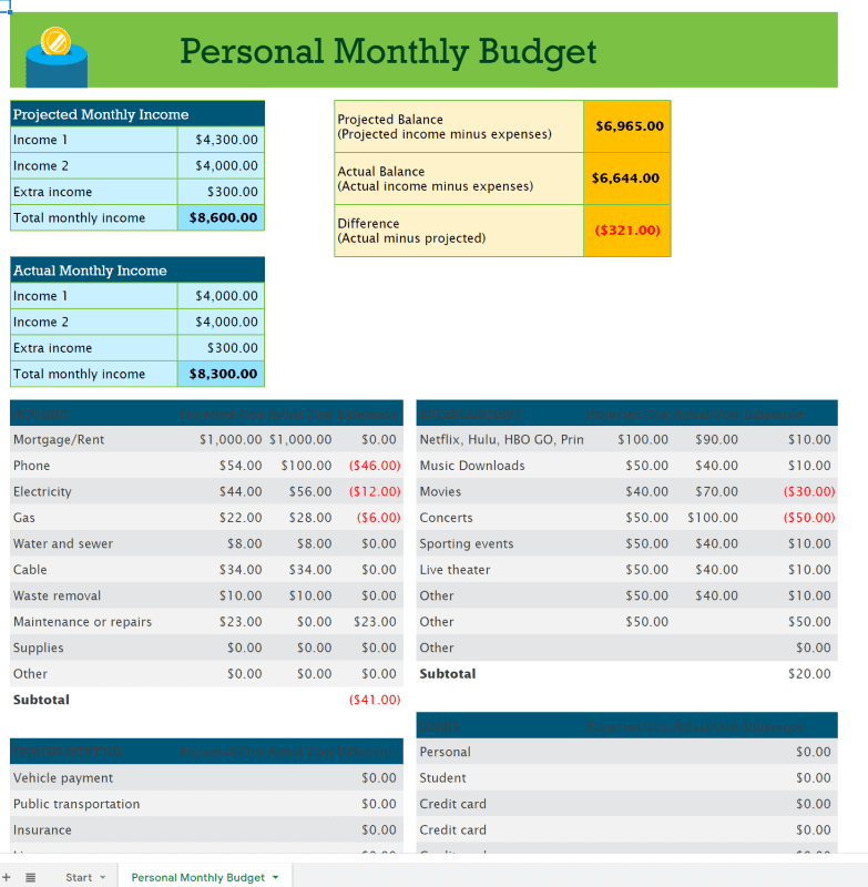 excel budget template