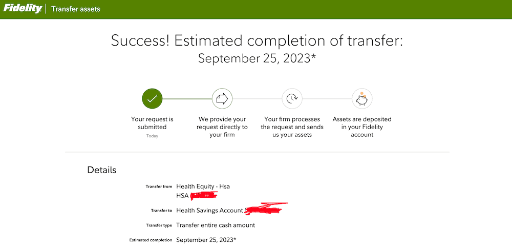 The HSA Upgrade Checklist: A Guide to Transferring Your Funds to a Better Provider 4 fidelity HSA transfer success