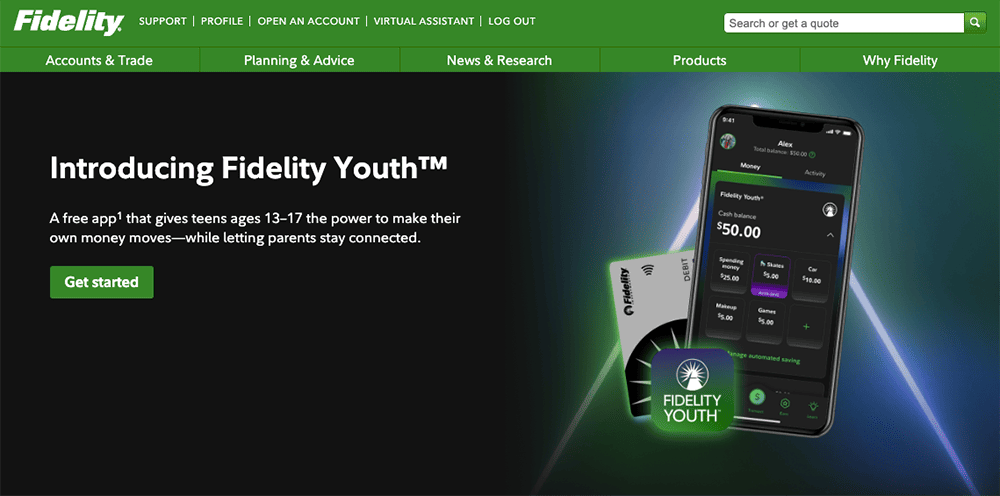 Fidelity Youth Account app signup