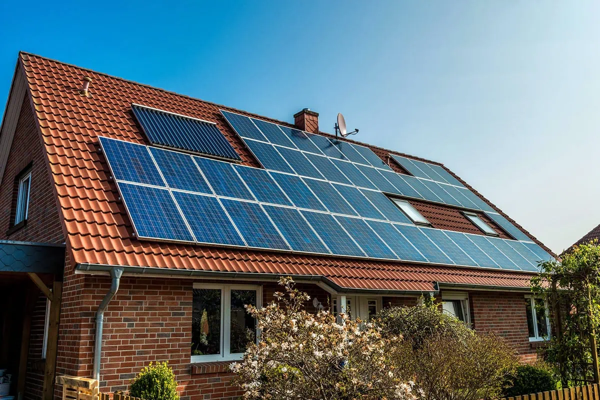 solar panels on a home.