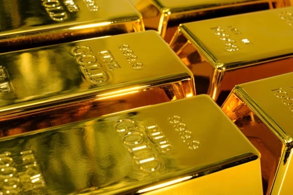 gold bars shown very close.