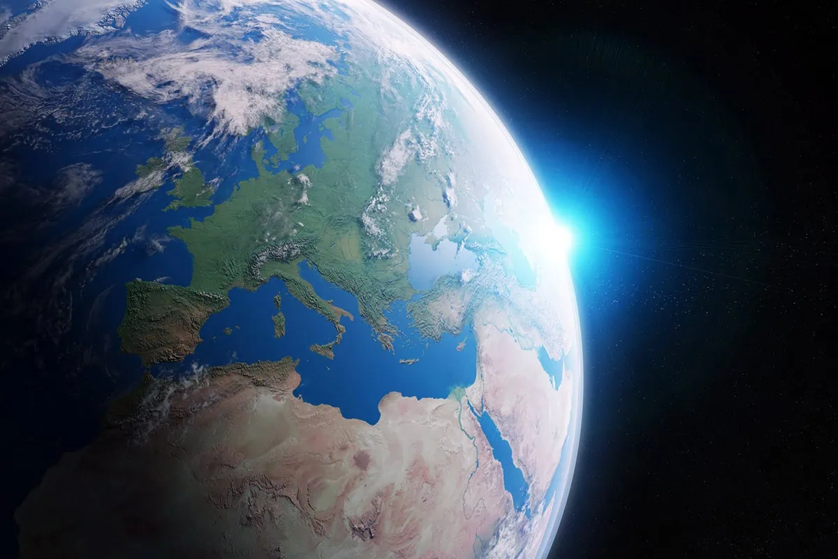 an image of a globe with a focus on europe.