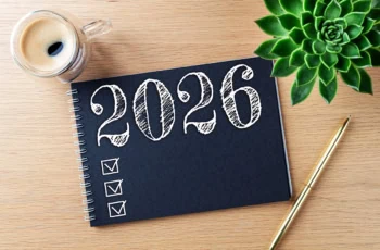 a notepad that says 2026 and has a checklist.