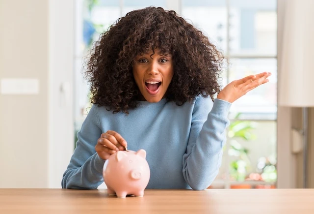 making a savings decision with a piggy bank