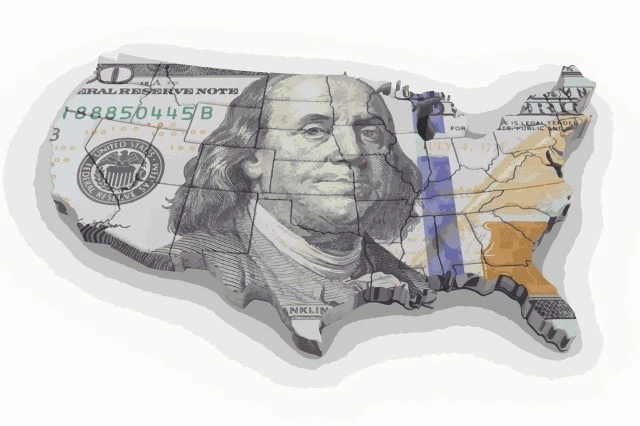 map of states on money