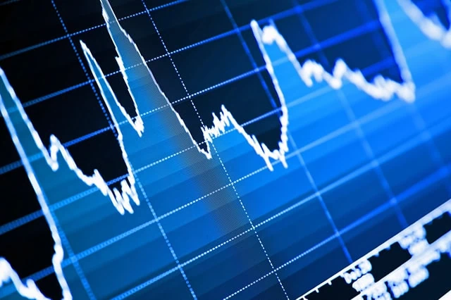 a chart showing volatile stock movement.