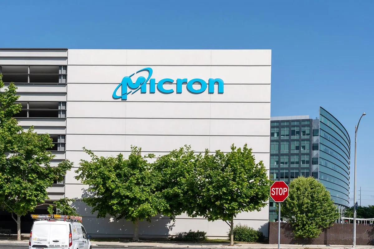 micron sign on the side of a building.