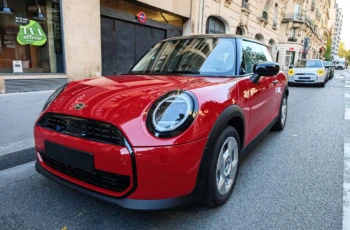 a 2024 chili red mini cooper.