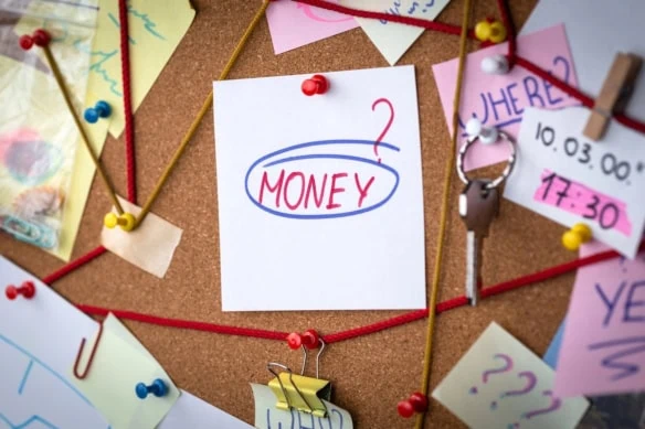 missing money cork board string search