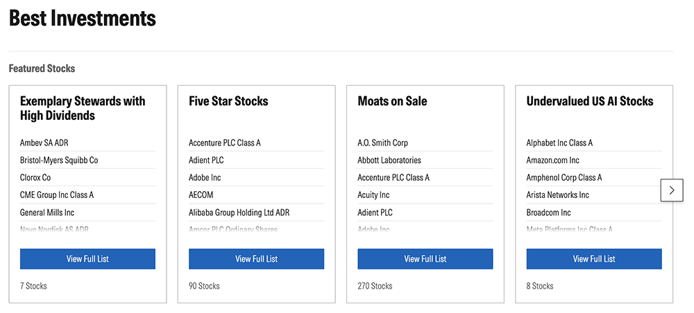 Morningstar Investor Review: A Top Research Tool for Long-Term Investors 9 Morningstar Investor best investments screenshot.