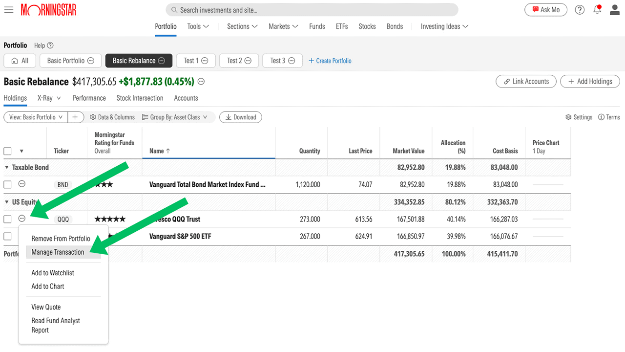 The Rebalancing Blueprint: A Simple Guide to Rebalancing Your Portfolio 5 screenshot of morningstar investor.