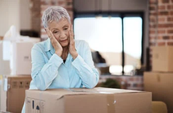 older woman deciding if she should move in retirement