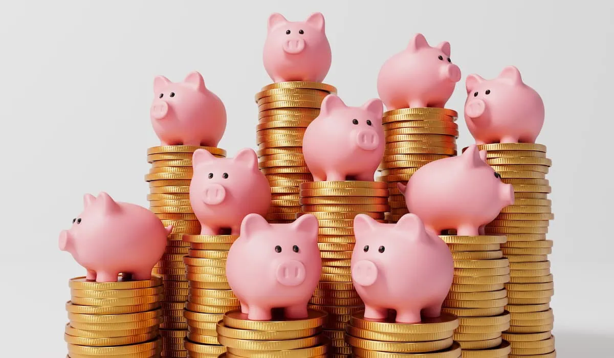 piggy banks on top of coins