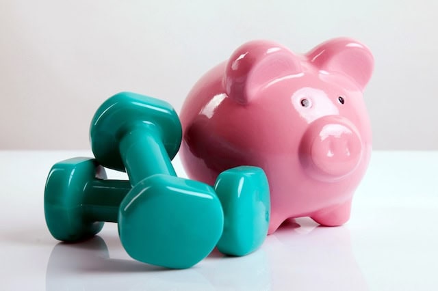 piggybank weights dumbbells savings