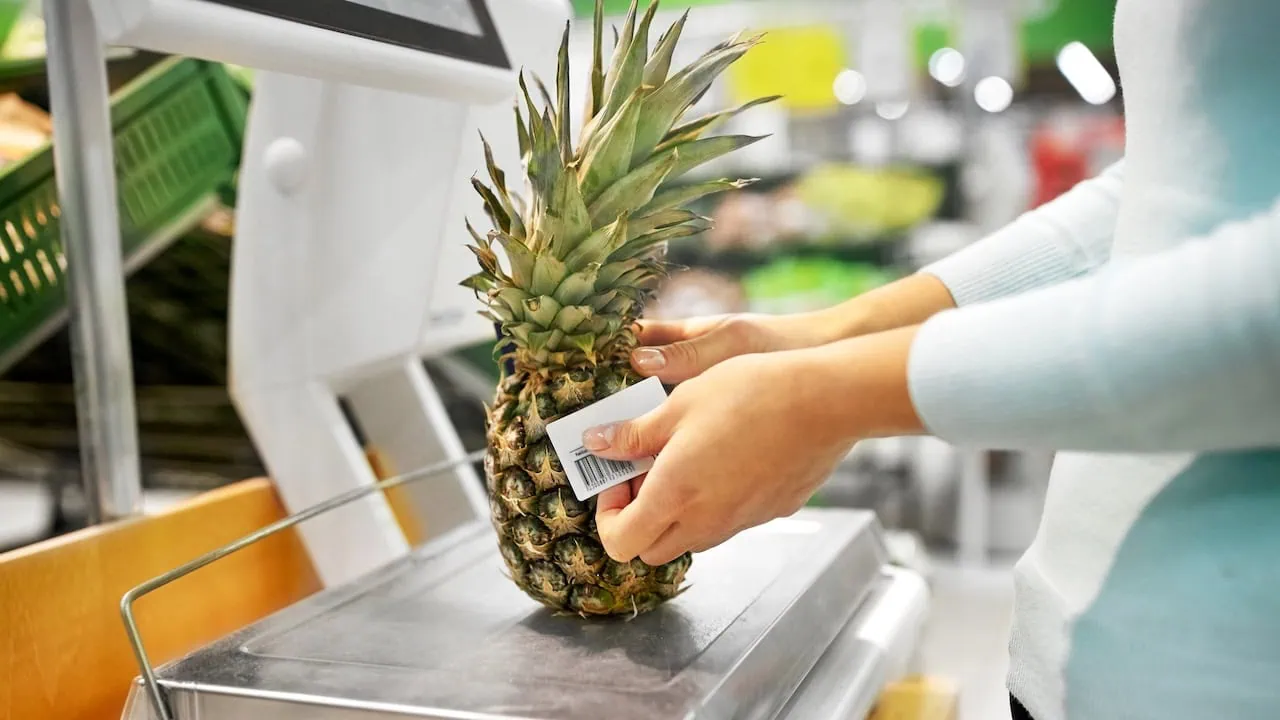 pineapple bar code price weighing grocery 1280