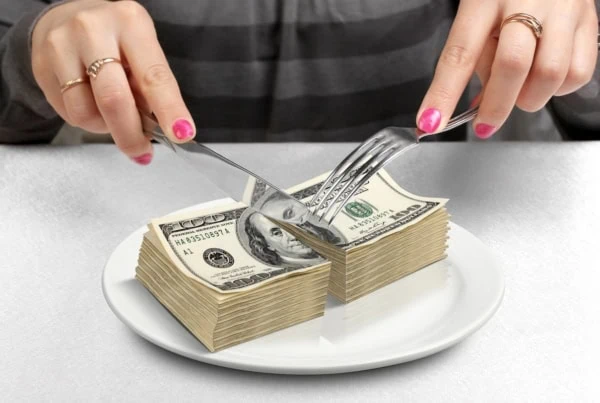 plate money bills fork knife restaurant discount 1200