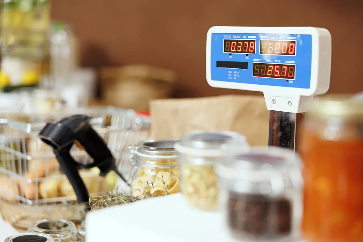 a price scanner at a grocery store.