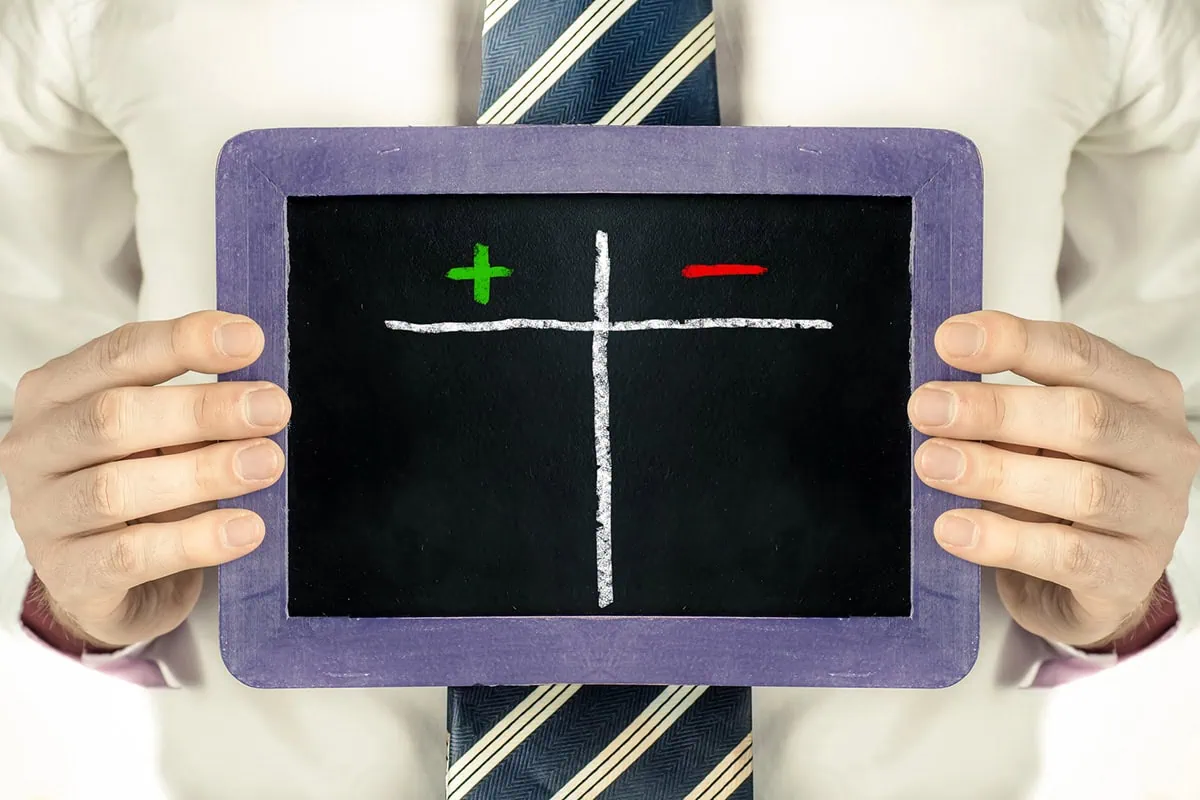 Fidelity Target-Date Funds: 4 Lineups, 56 Funds, 1 Effortless Step Toward Retirement 9 a person holding a personal chalkboard with an empty list of pros and cons.