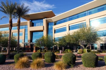 a generic office building in sunlight.
