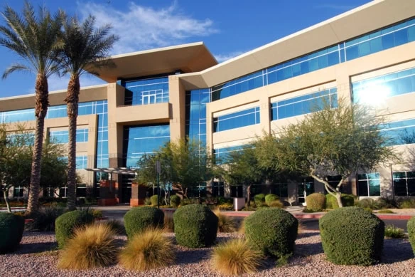 a generic office building in sunlight.