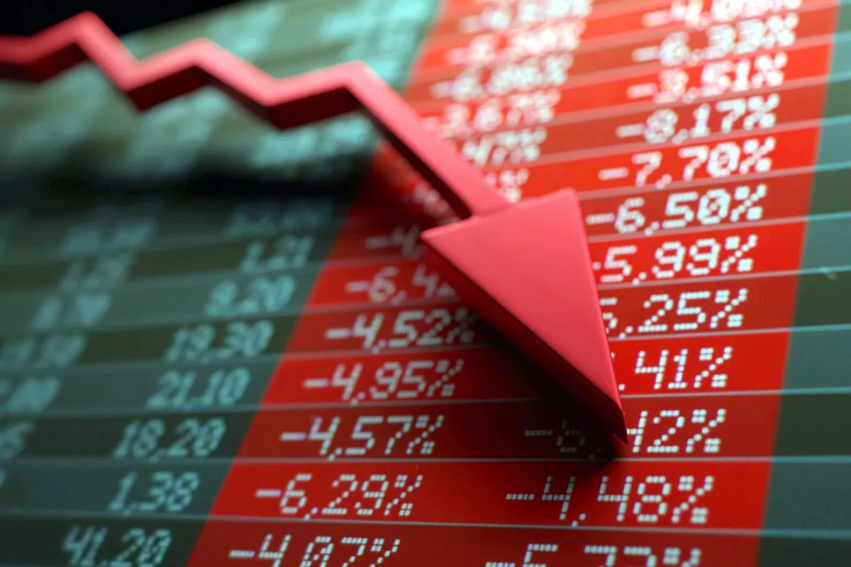 recession stagflation down graph losses crash 1200